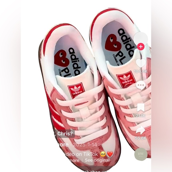 NWT!!! Adidas Samba Pink and Red Heart Sneakers - Picture 4 of 11